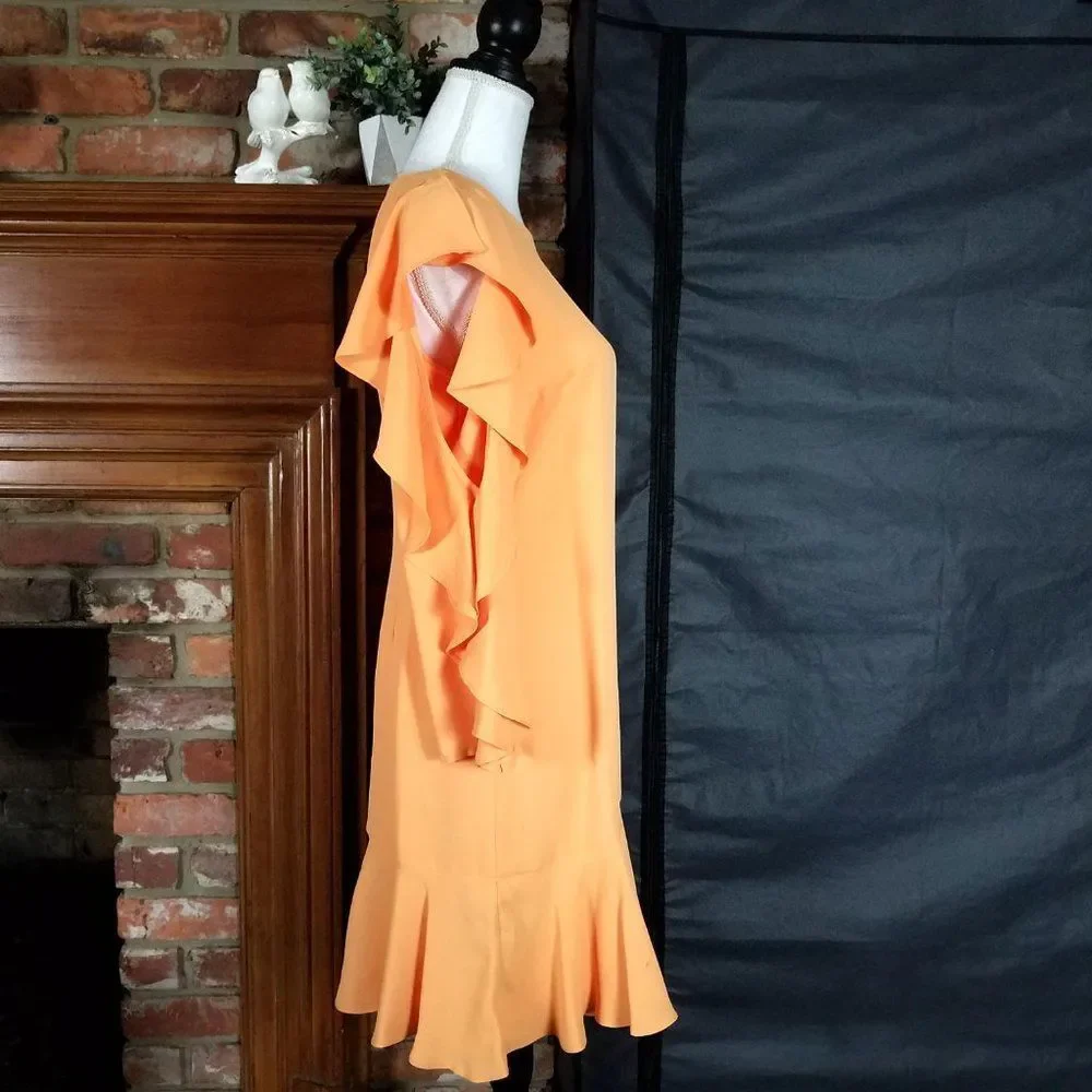 Vince Camuto Orange Cream Ruffle Long Sleeve Sheath Dress - Picture 3 of 9